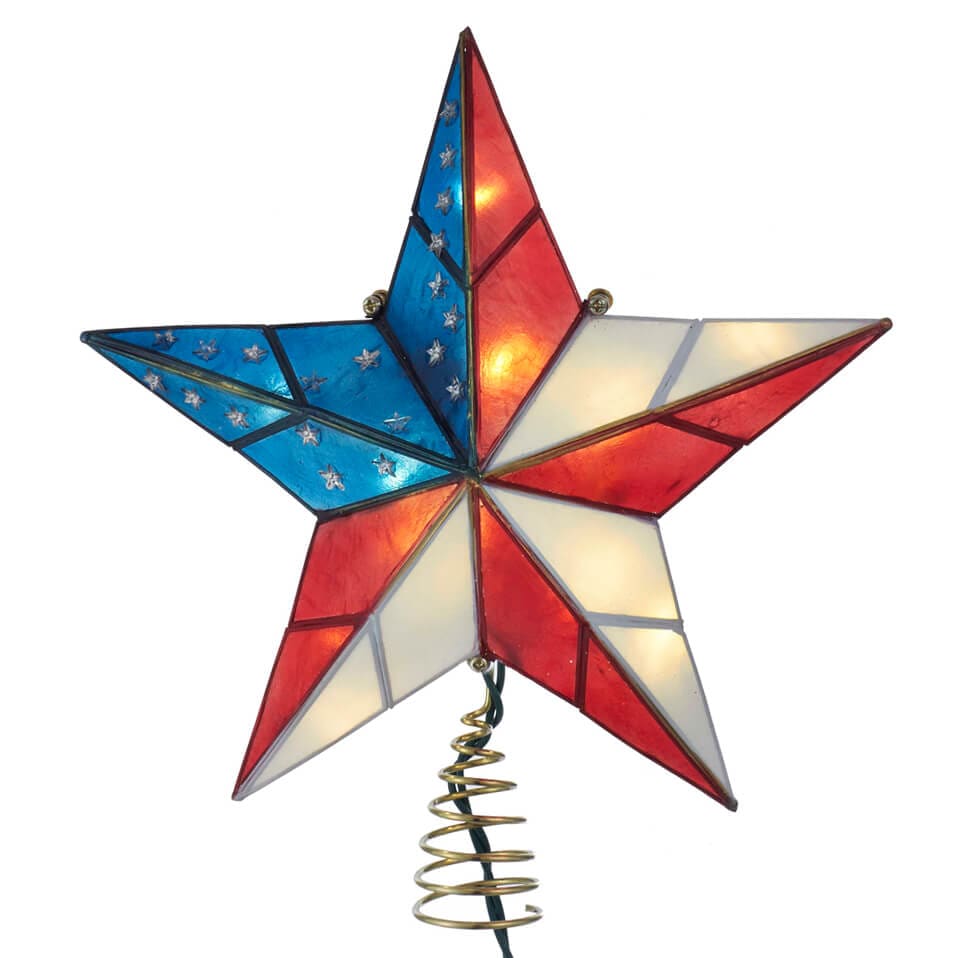 10-Light Capiz American Flag Inspired Star Treetop - Patriotic