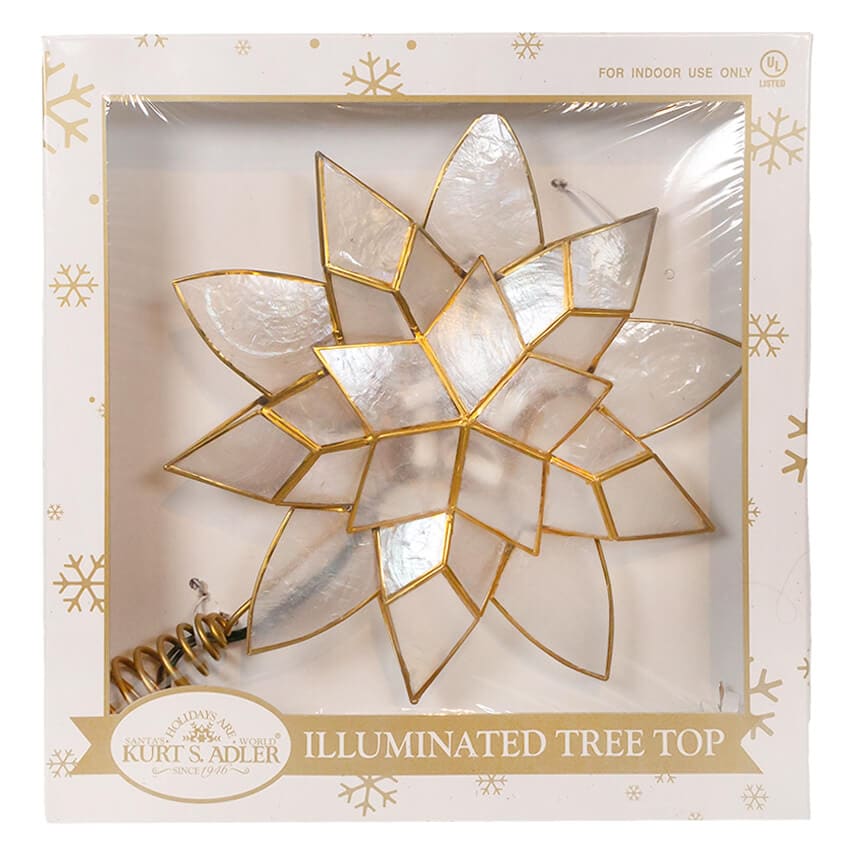 10-Light Gold Tin Double Point Capiz Star Treetop - Christmas