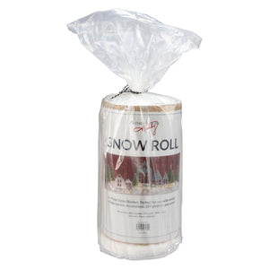 White artificial snow roll in clear packaging with festive winter scene perfect for deer figurines set decor