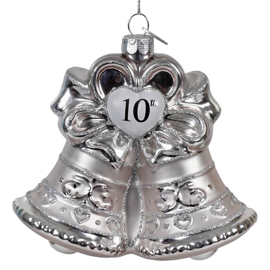 ’10th Anniversary’ Glass Bell Ornament - Ornaments