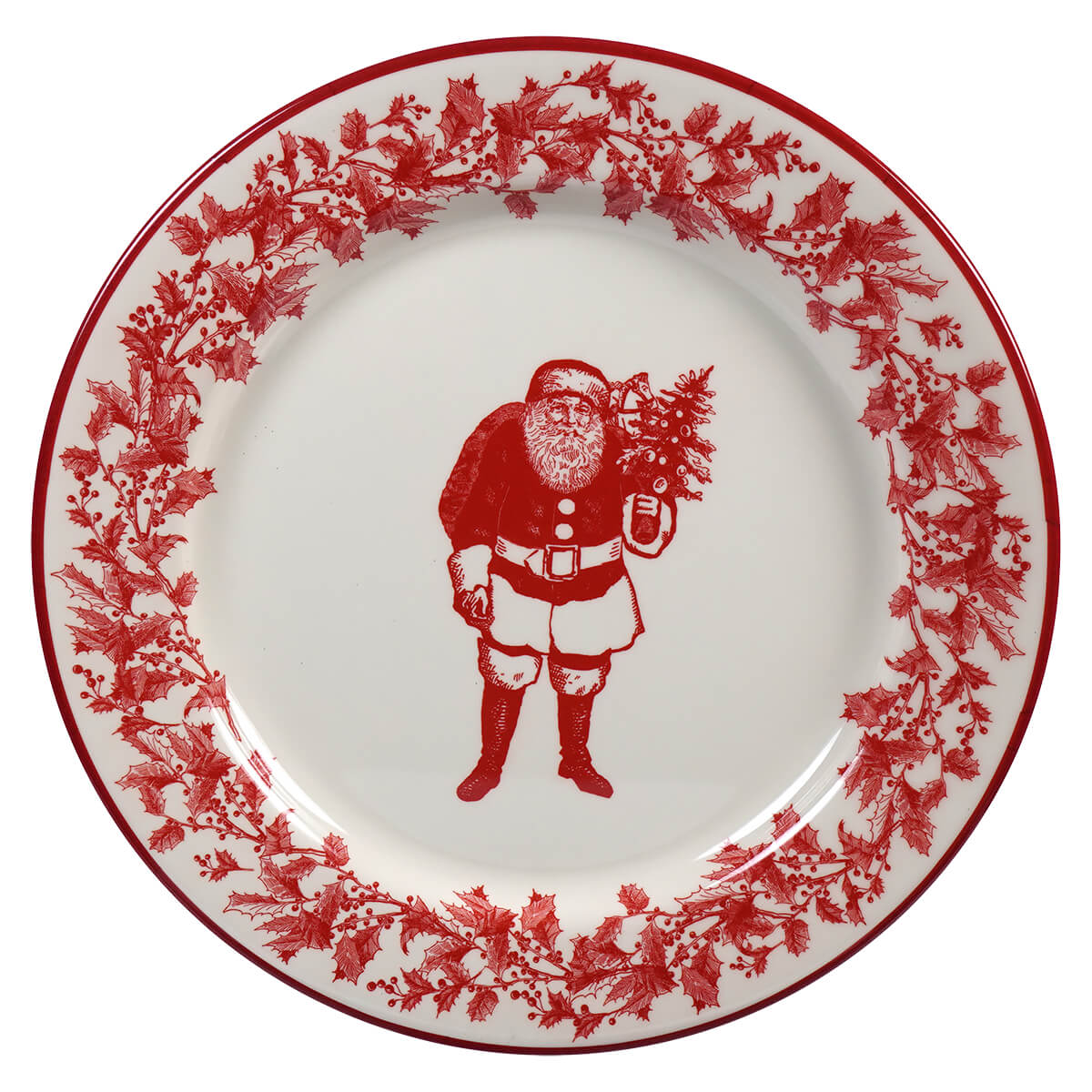 11.5’’ Yuletide Santa ’Enamel’ Melamine Plate - Christmas