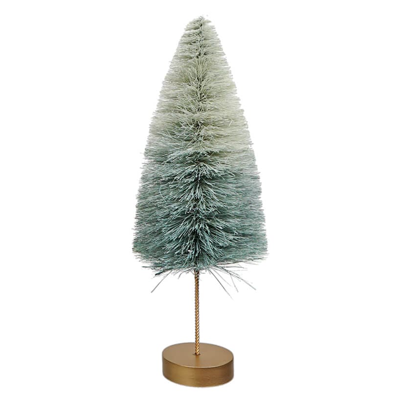 11" Dusty Green Ombre Long Stem Bottle Brush Tree