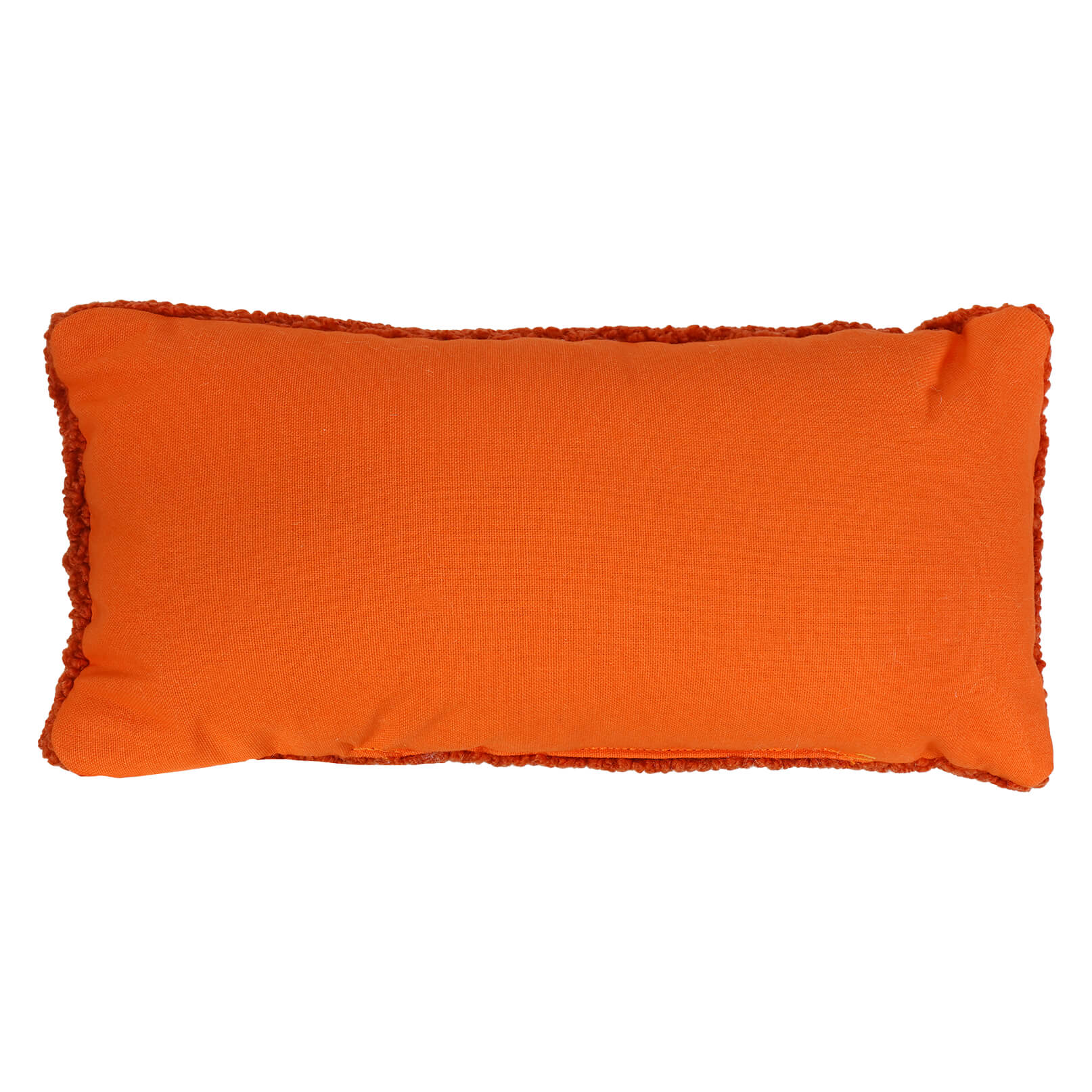 Vibrant orange 11 inch gobble hooked thanksgiving pillow with textured fringed edge perfect for figural decor