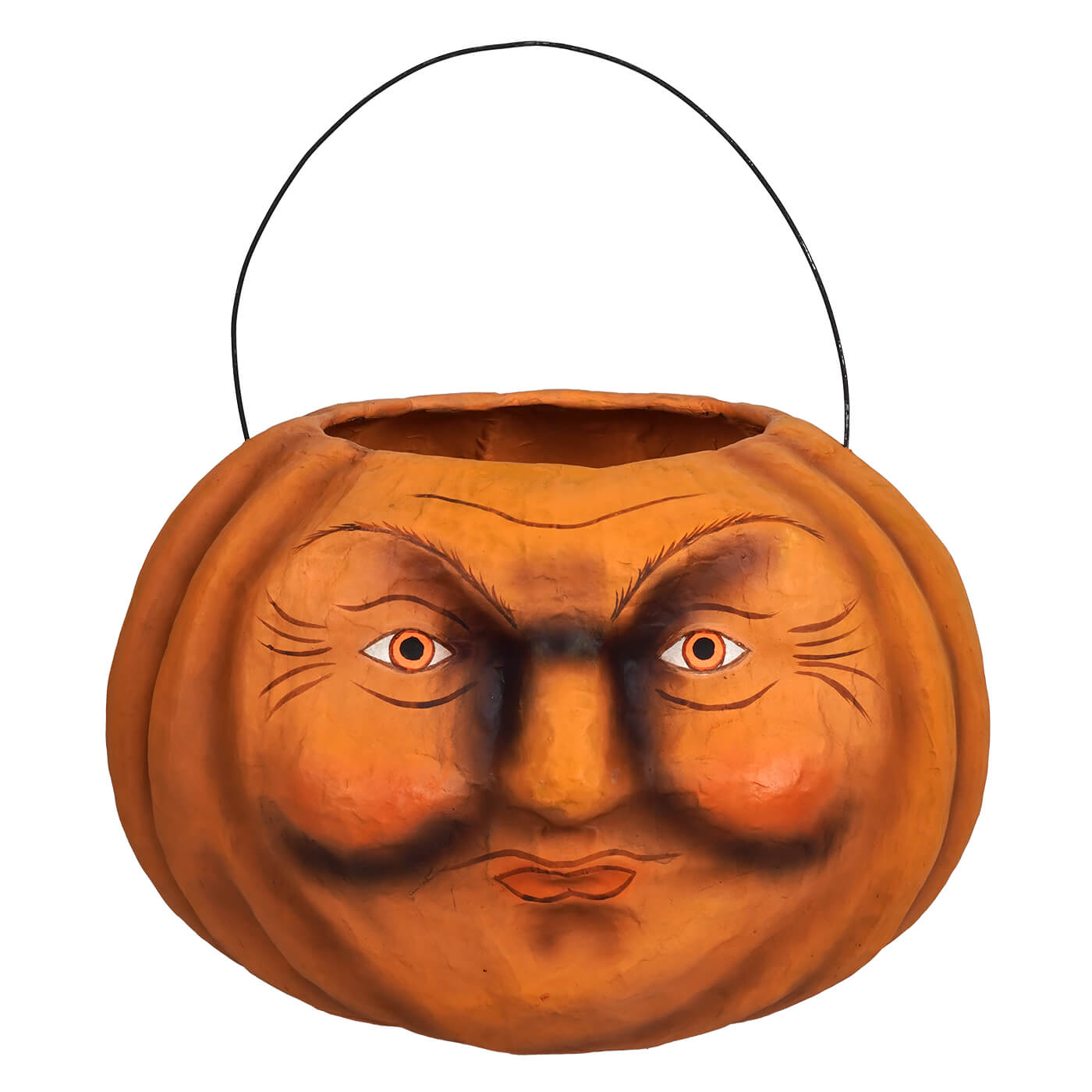 11 inch orange jack o lantern candy bucket with detailed painted face perfect for halloween buckets and lanterns