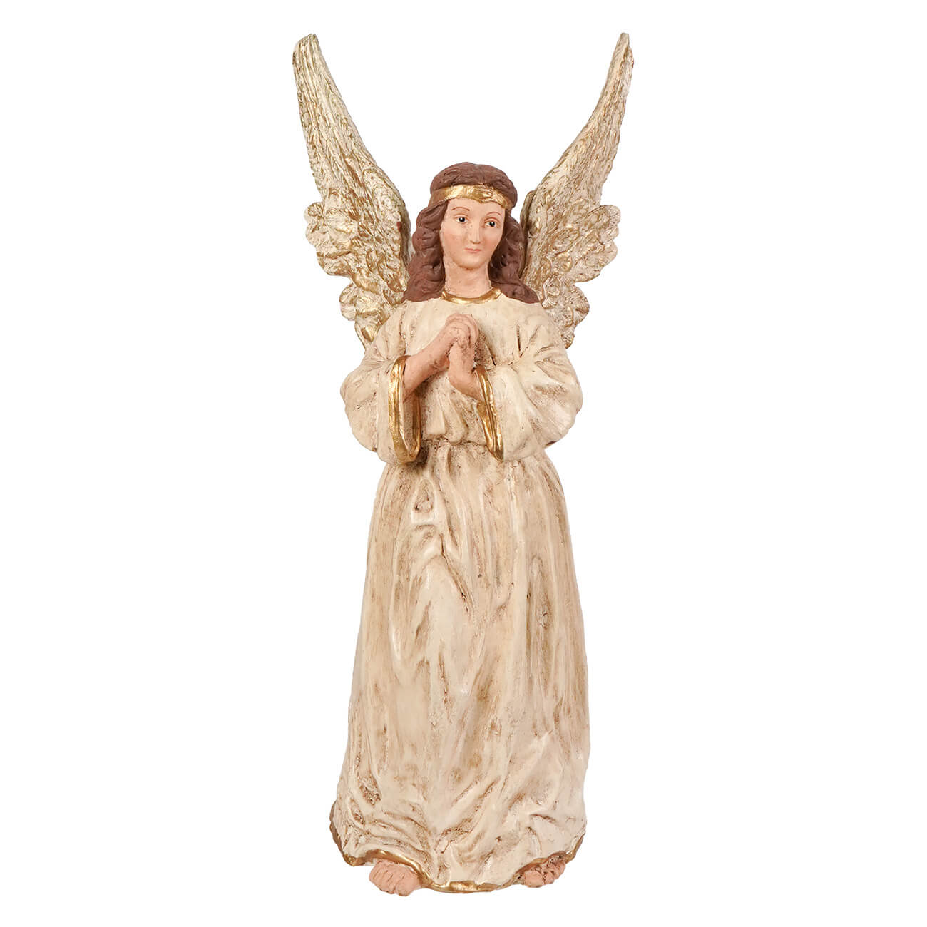 11 inch vintage angel tree topper with textured wings and gold trim perfect as a glinting star tree topper