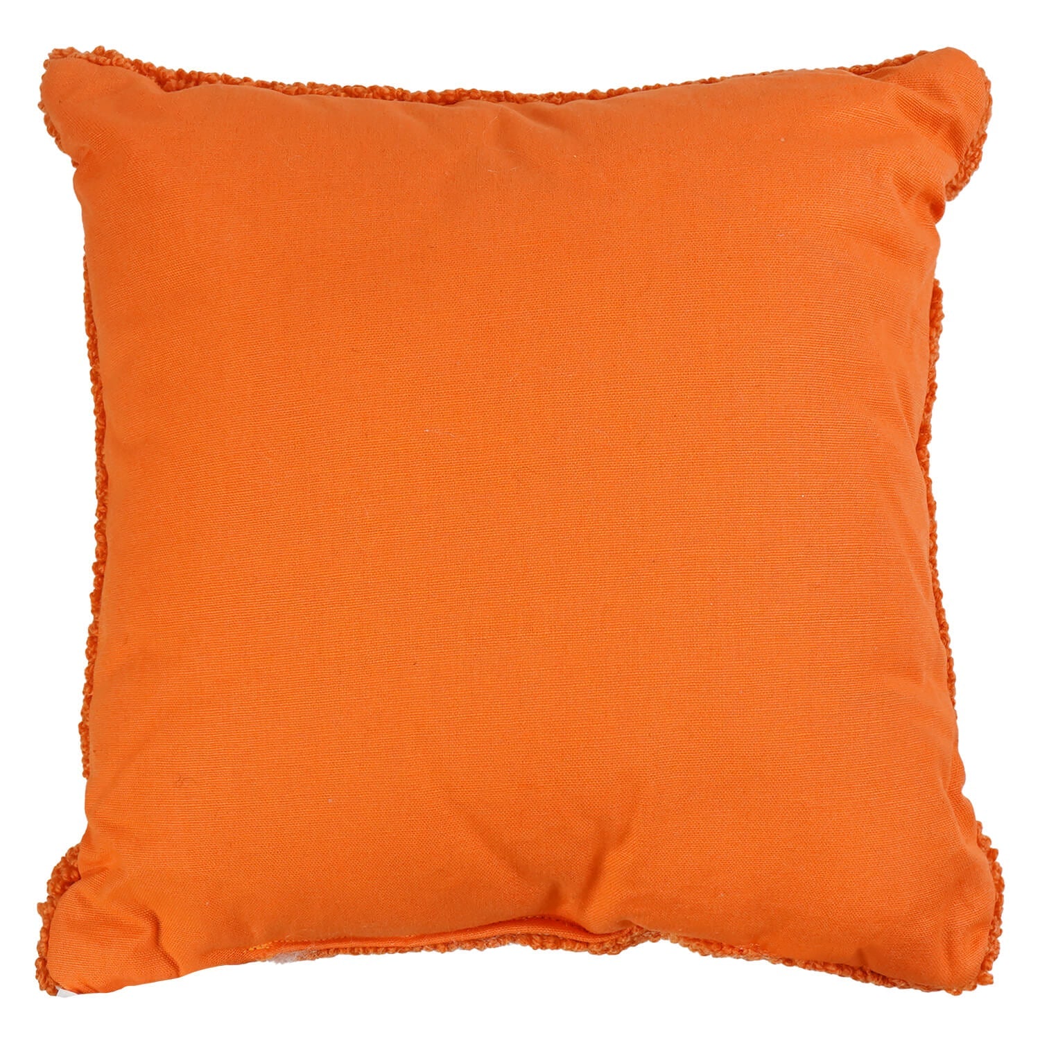 Vibrant orange 11 inch witch ghost hooked pillow with textured frayed edge perfect halloween jack o lantern pillow