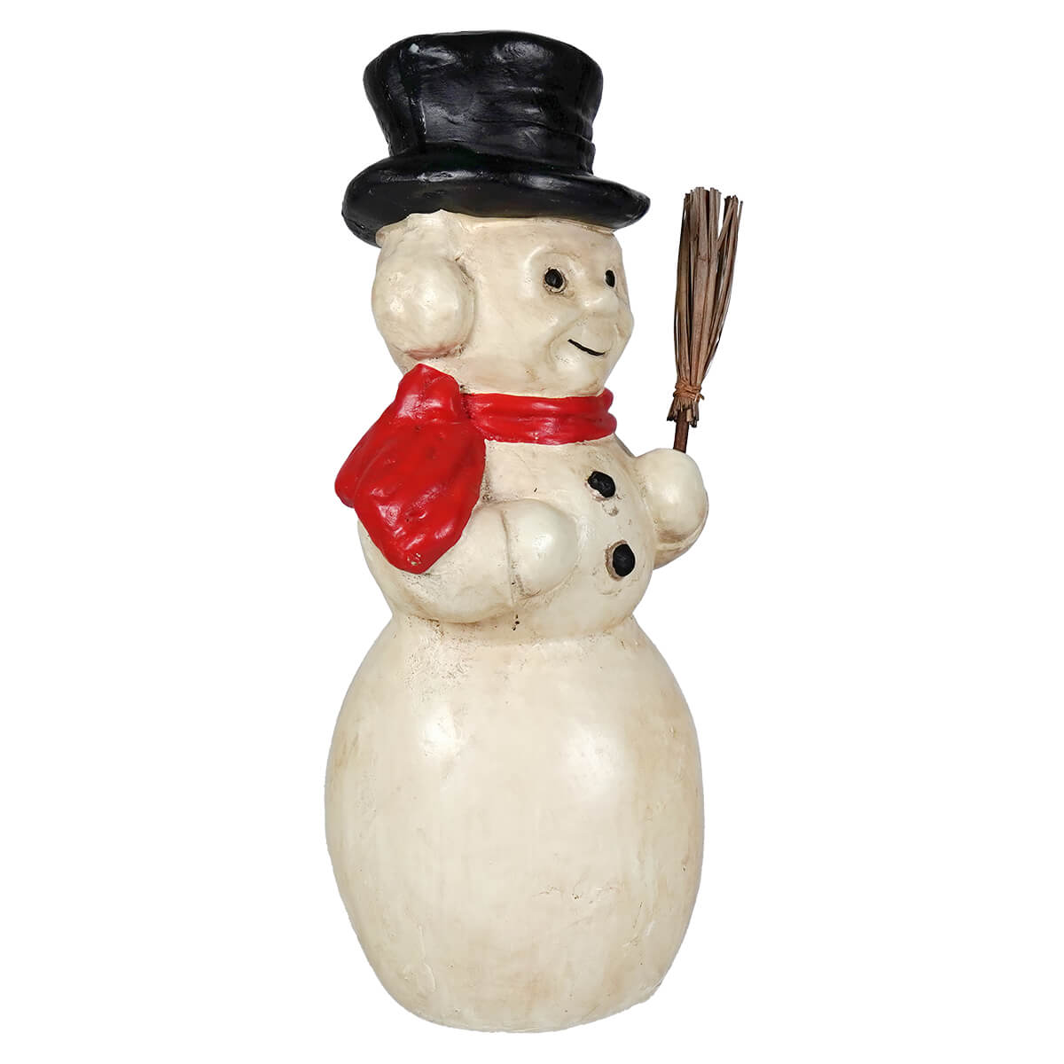 A charming cream-colored kentucky snowman figurine by ragon house design wearing a black top hat and red scarf