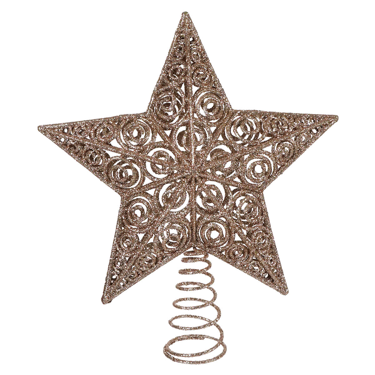 12’’ Champagne Glittered 3D Star Tree Topper - Christmas