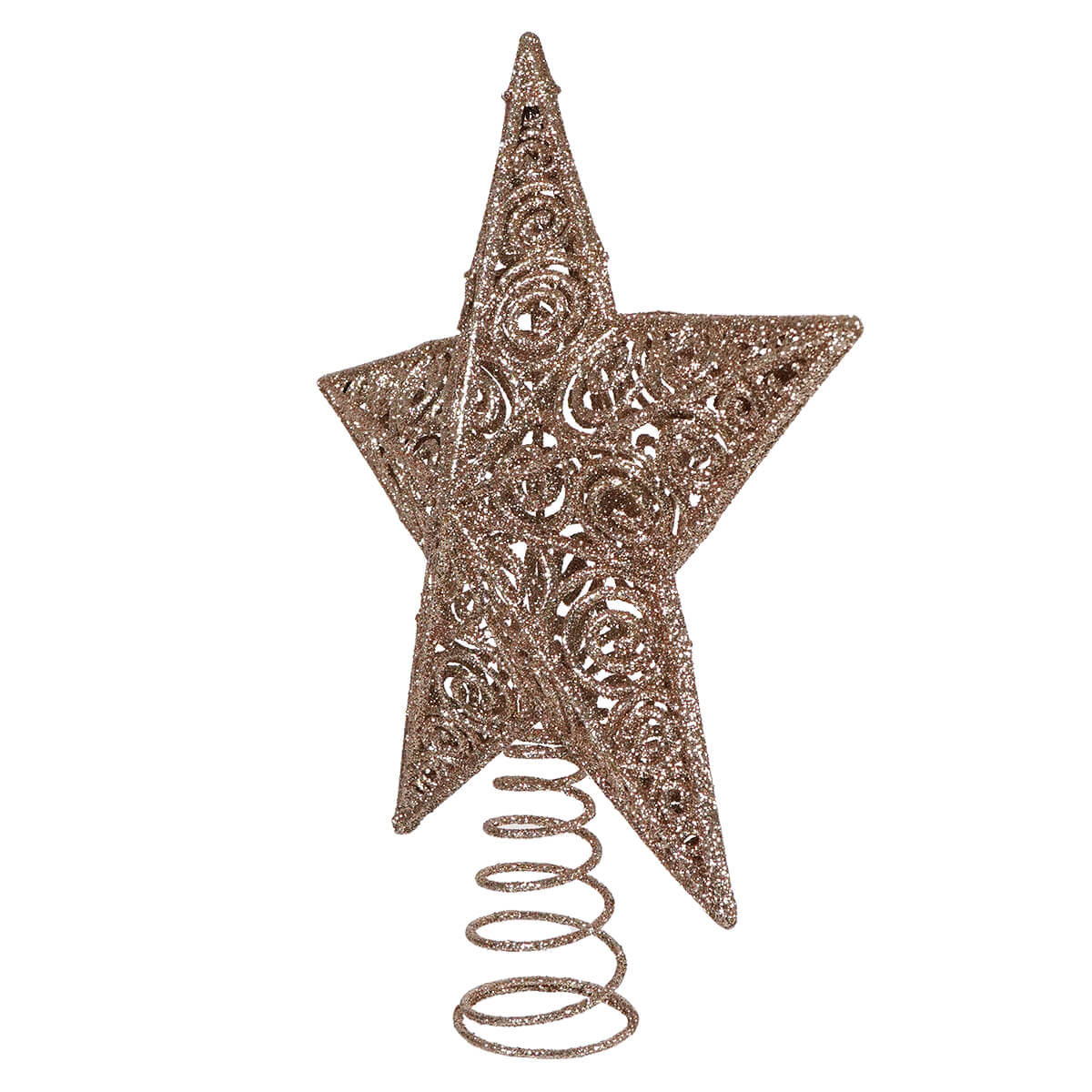 12’’ Champagne Glittered 3D Star Tree Topper - Christmas