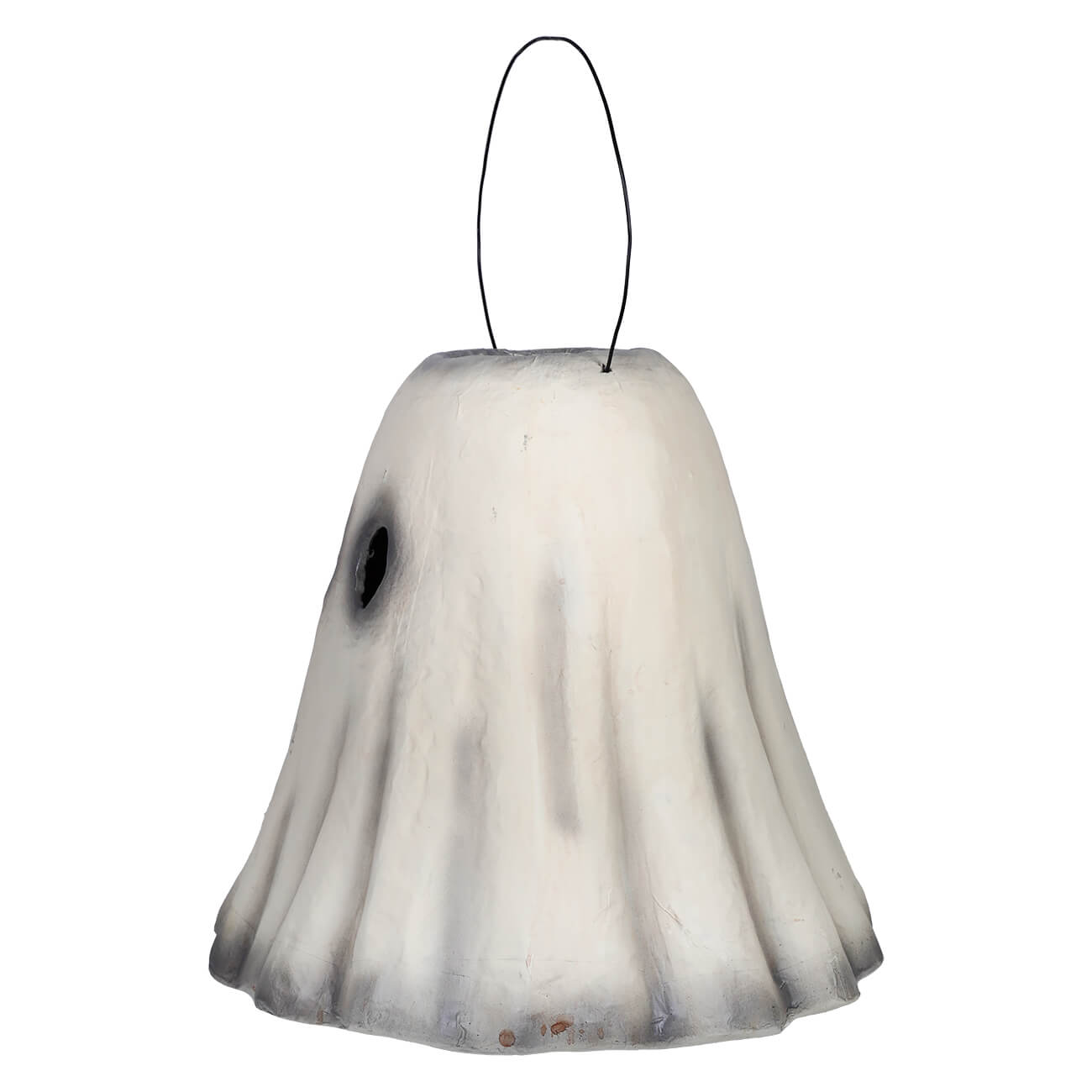 12 inch white ghost candy bucket bird feeder with black eye detail and fluted texture by cody foster design halloween ghost decor