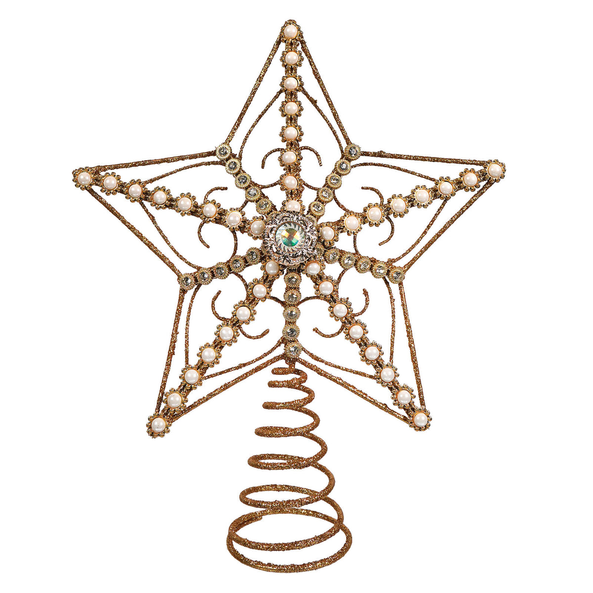 12" Metallic Gold Glitter 5-Point Star Tree Topper by Kurt Adler ...