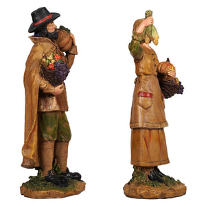12 resin harvest pilgrim couple figurines in autumn attire from regency international thanksgiving collection