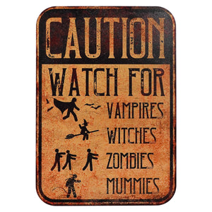 12’’ Vintage Design Halloween Caution Sign - Halloween