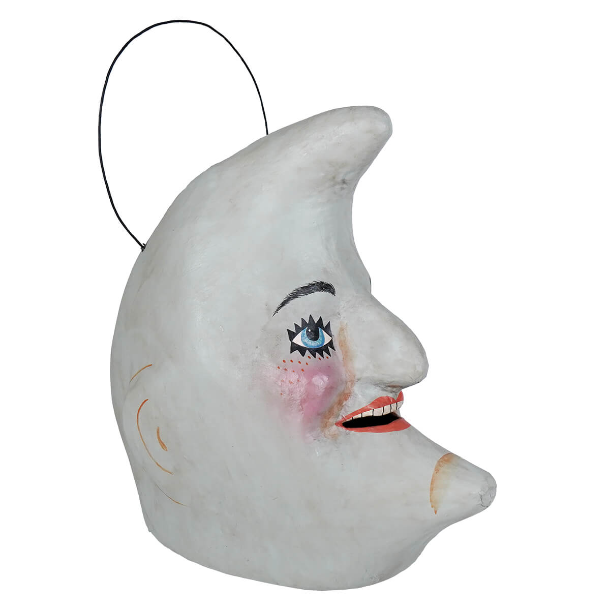 Large 13 inch midnight blue crescent man in the moon mask with vintage halloween buckets moon bucket design