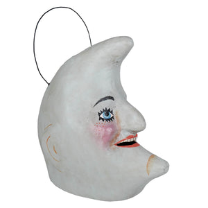 Large 13 inch midnight blue crescent man in the moon mask with vintage halloween buckets moon bucket design