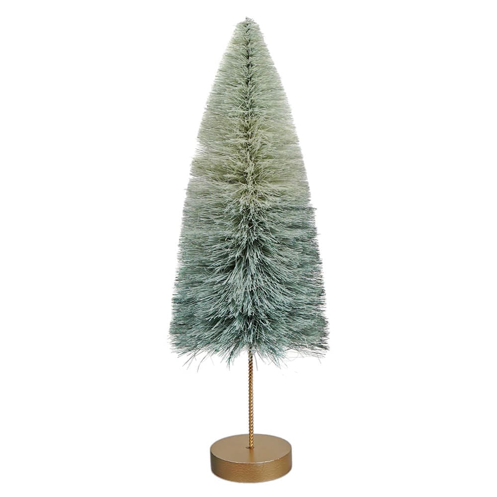 14" Dusty Green Ombre Long Stem Bottle Brush Tree