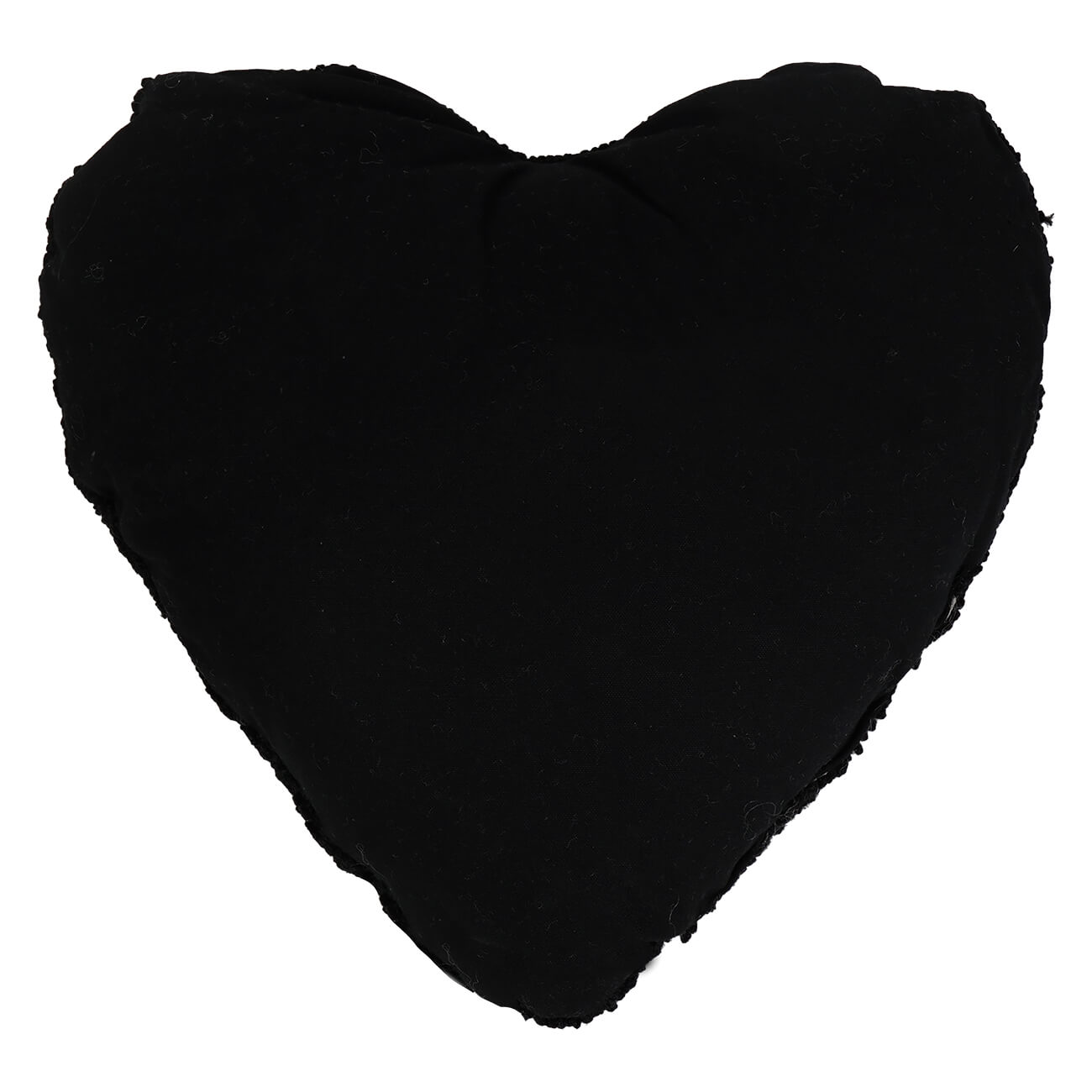 Black heart shaped dance shaped pillow made of soft textured fabric with frayed edge perfect lighted decor accent
