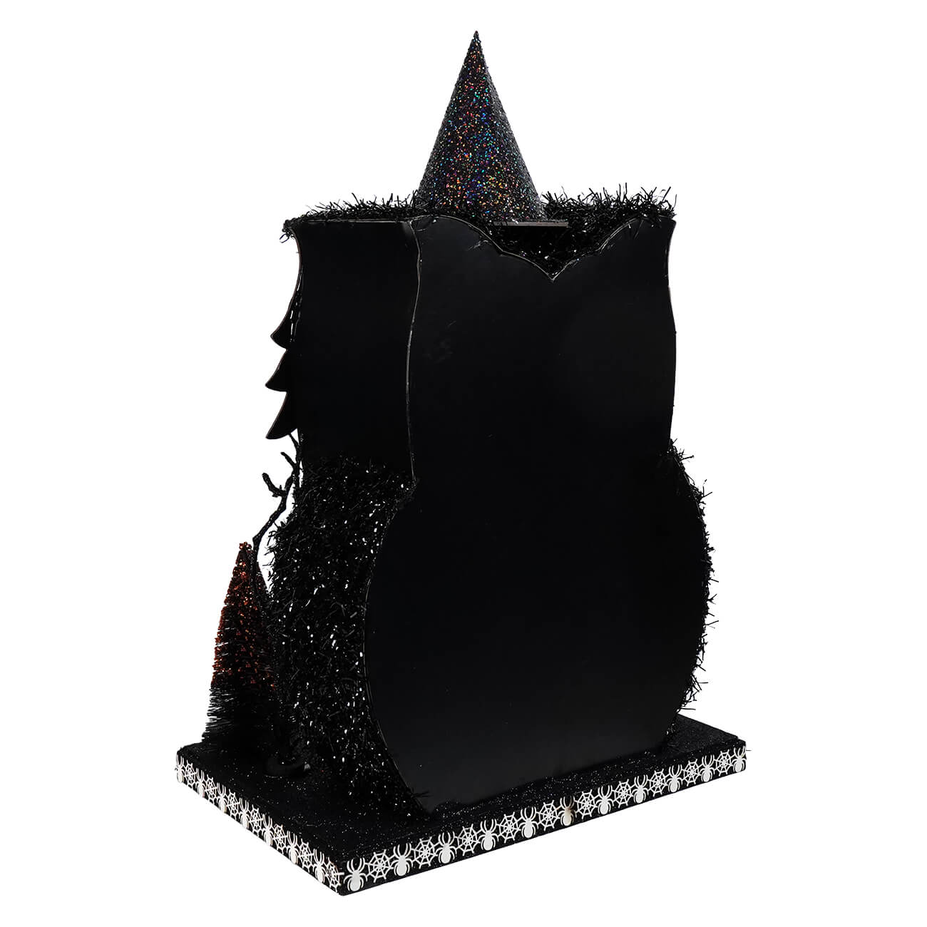14 inch led lighted owl haunted house with black witch themed glittery cone hat for halloween lights and decor