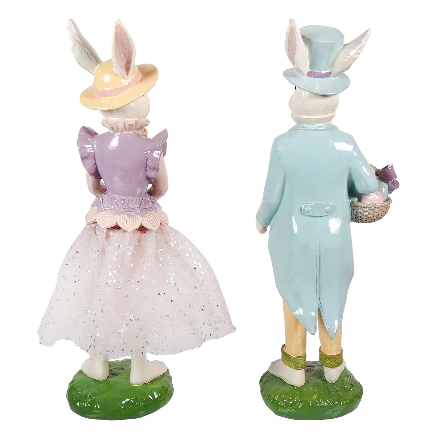 A 14 inch porcelain easter bunny holding basket figurines by regency international spreading holiday cheer