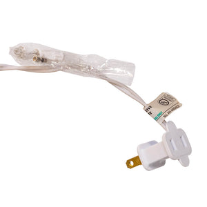 White plastic electrical cord with gold plug and clear wrapping for 14 inch classic angel tree toppers and finials