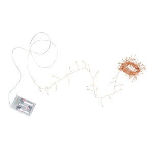 Delicate copper string lights with candy cane wire and clear battery pack with two aa batteries for lighted decor