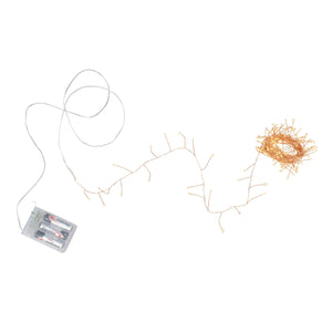 Copper string lights with delicate warm white led candy cane wire and battery pack for holiday lights and lighted decor