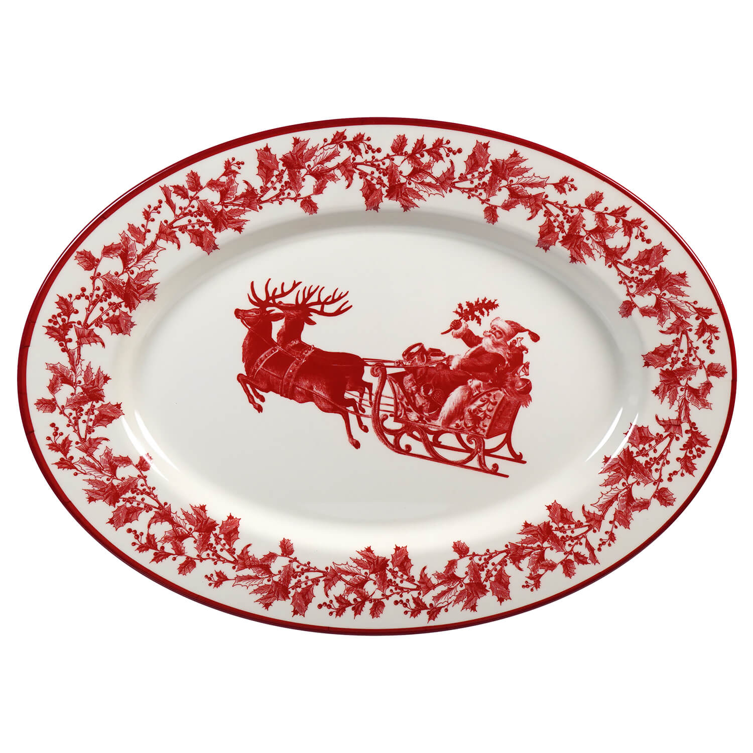 17’’ Yuletide Santa ’Enamel’ Melamine Oval Platter - Christmas