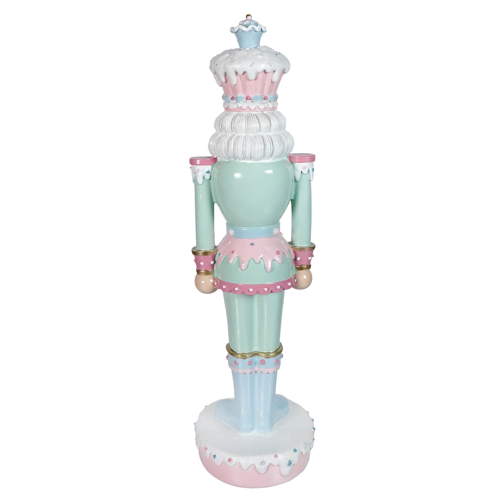 18 inch pastel green resin dessert toy soldier nutcracker with pastel mint and pink icing details