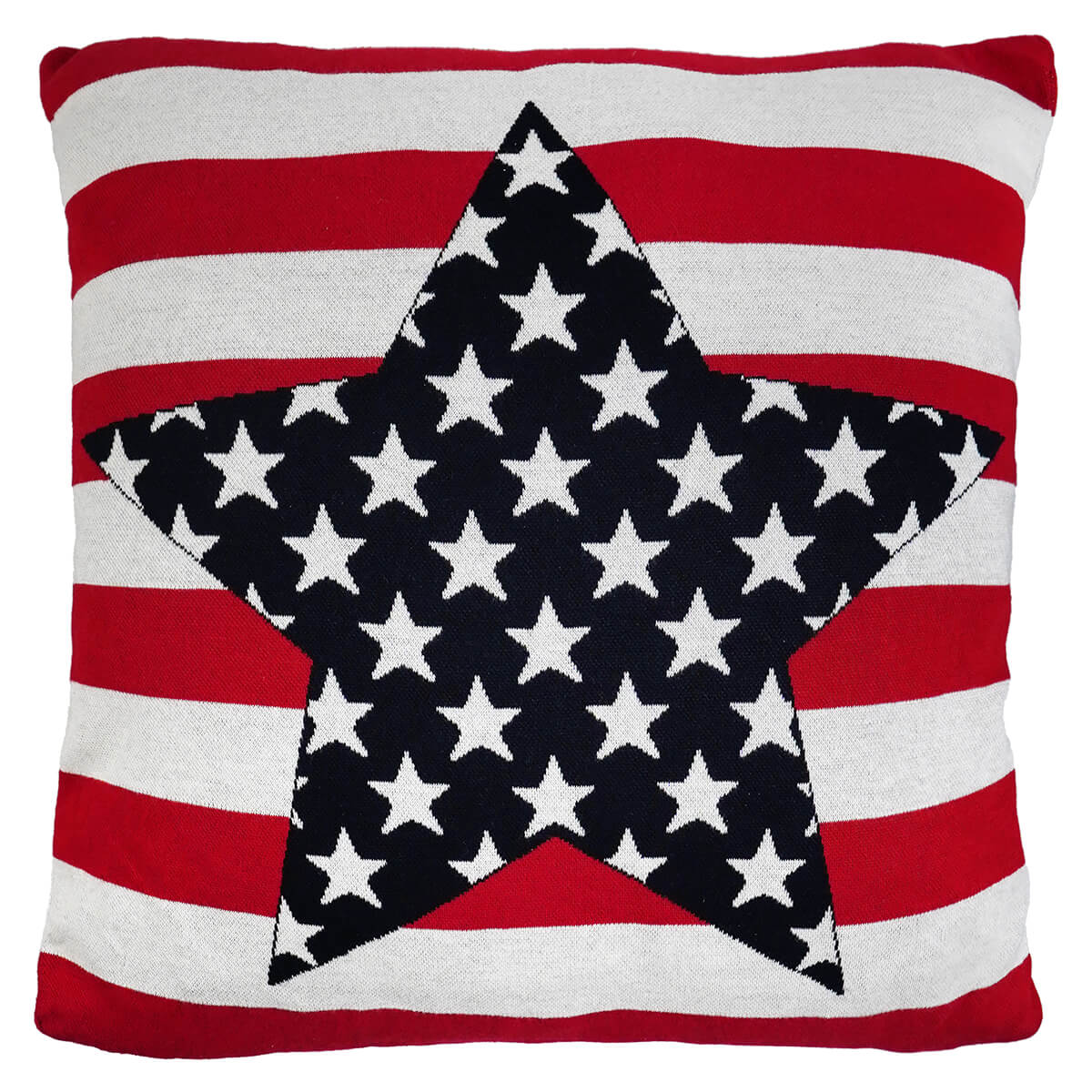18 inch red white and blue americana star pillow with patriotic stars and stripes design perfect for decor