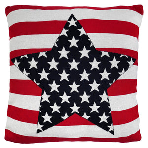 18 inch red white and blue americana star pillow with patriotic stars and stripes design perfect for decor