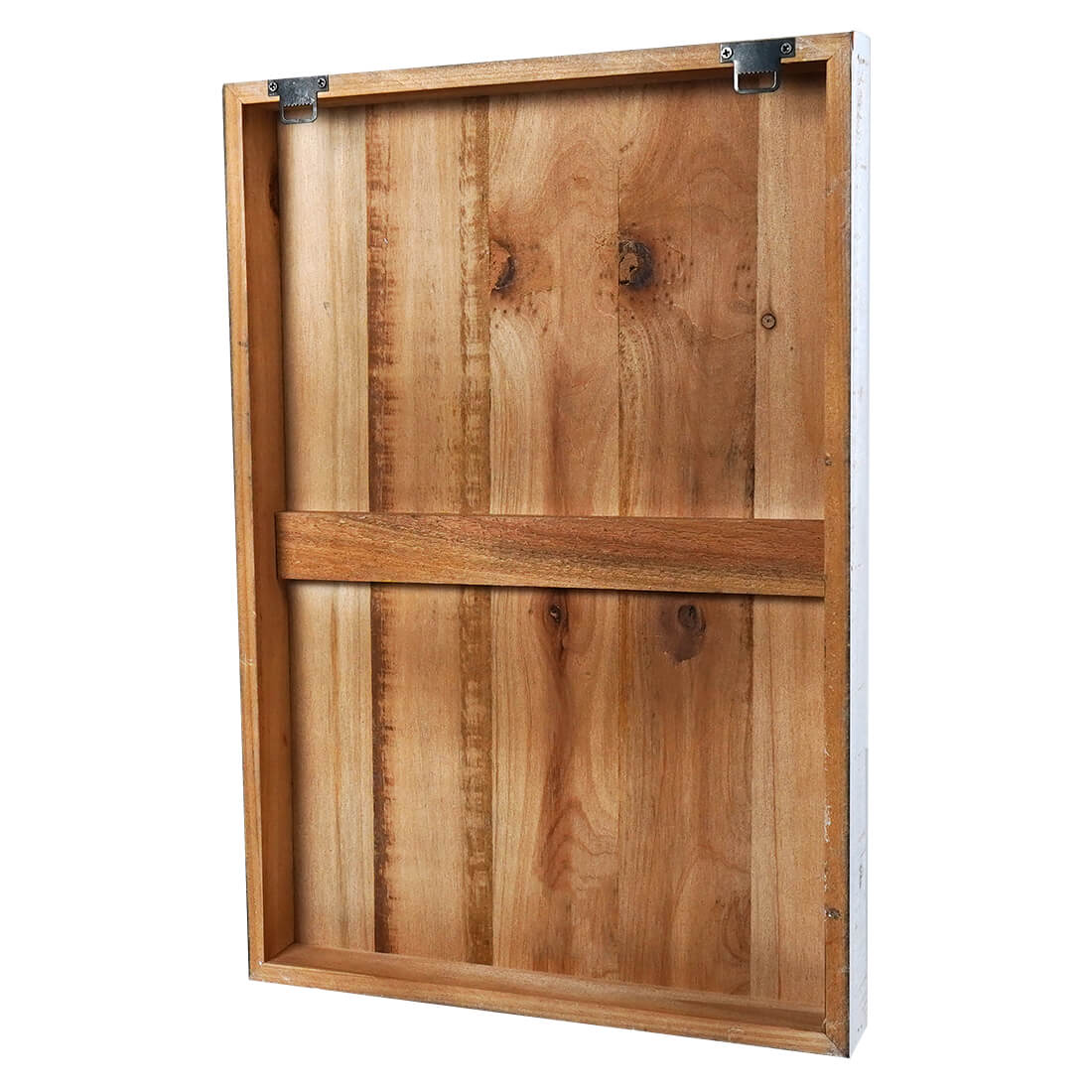 Wooden frame or panel with vertical planks and a horizontal support bar.