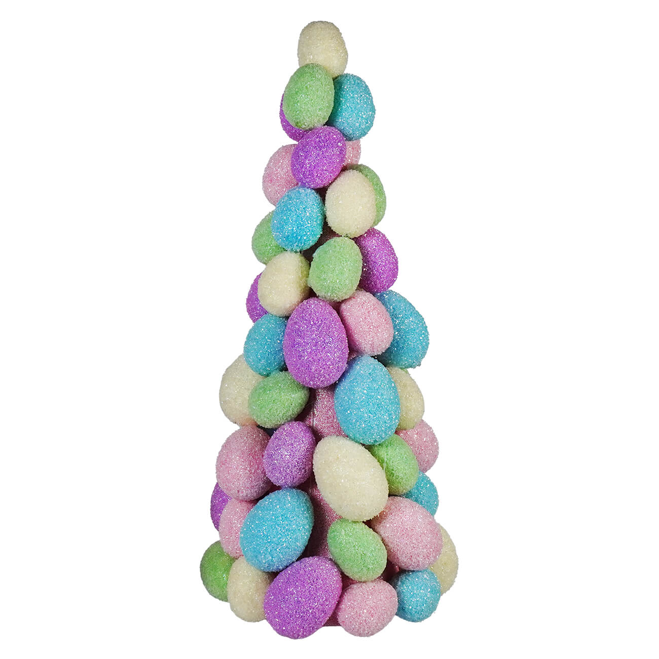 A 19’’ large colored eggs easter tree with bright pastel eggs perfect for festive spring decor