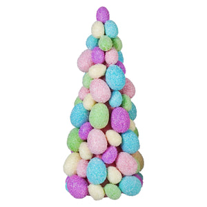 Pastel-colored, glittery 19’’ large colored eggs easter tree arranged in a festive eggs easter design
