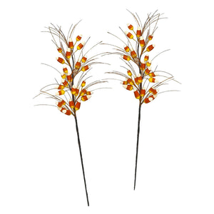 20 inch candy corn sprays set of 2 with black wire and orange white ornaments from regency international halloween collection