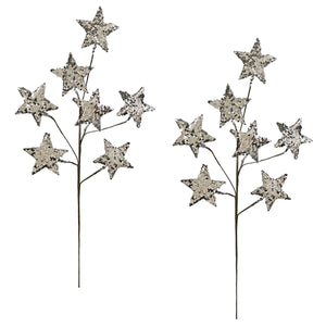 Silver glitter finish paper star branches with a sparkling champagne glitter finish perfect for festive decor