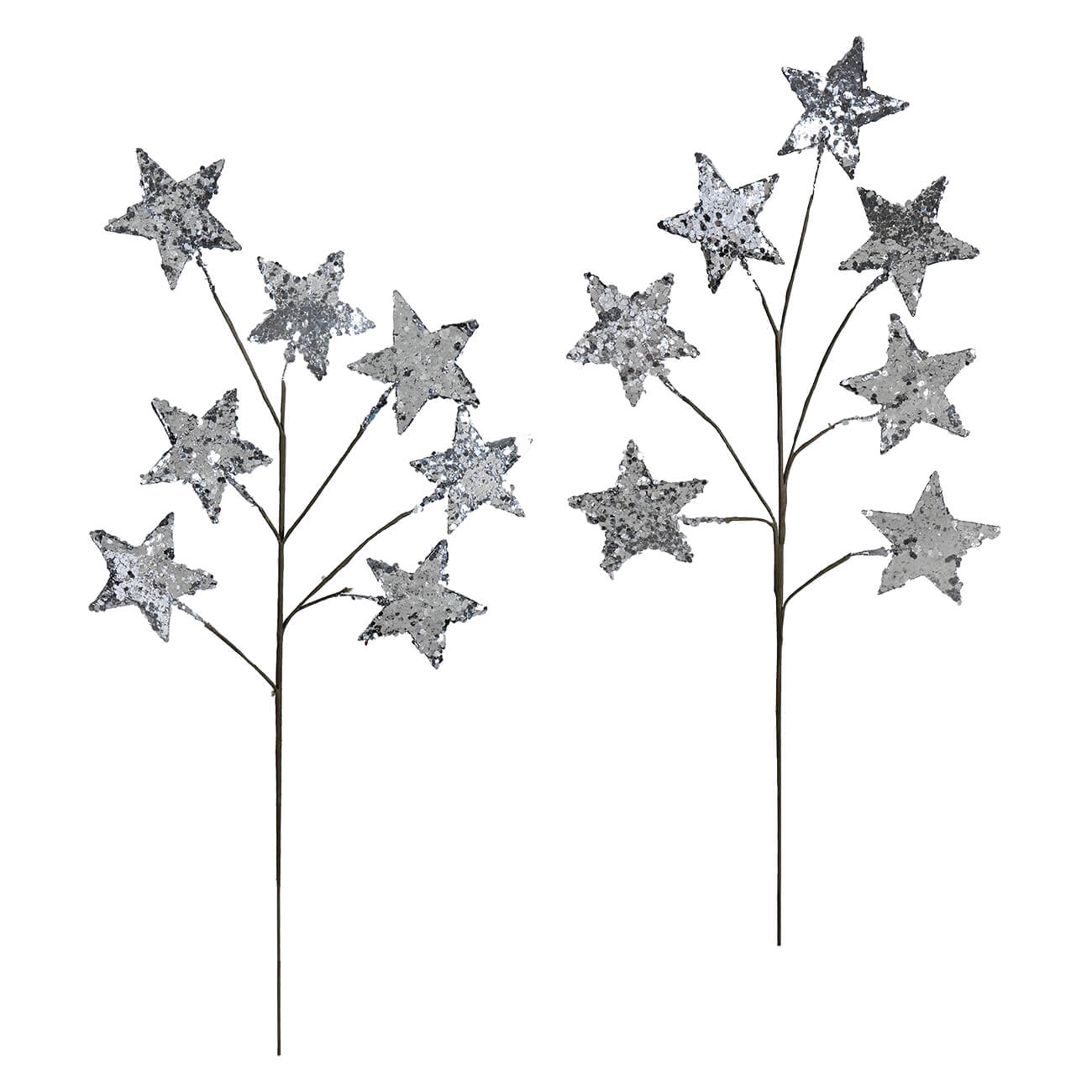 22 inch silver glitter finish paper star spray set of 2 with decorative silver glitter star branches for gold and silver theme