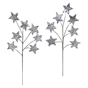 22 inch silver glitter finish paper star spray set of 2 with decorative silver glitter star branches for gold and silver theme