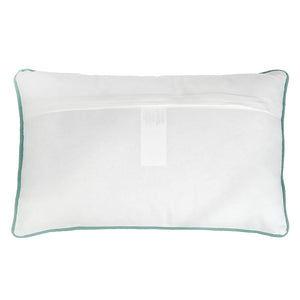 White rectangular chipmunk harvest pillow with subtle mint green piping perfect for fall decor and cozy harvest vibes