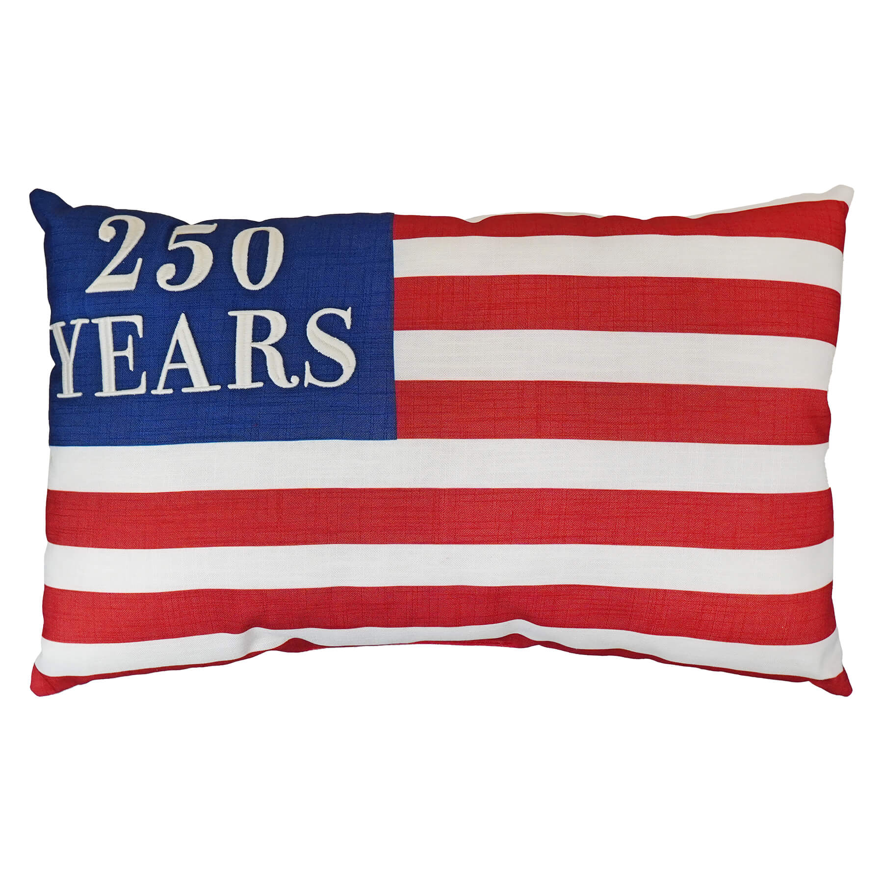 24 inch large americana flag pillow with red white and blue design and 250 years text by gerson companies spreading holiday cheer