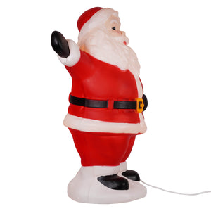 Red and white plastic regency international large lighted retro outdoor jolly santa figurine with black boots belt and gloves