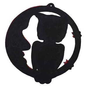 25 large sinister moon owl wall decor metal silhouette with red painted edges by foster design hanging decoration