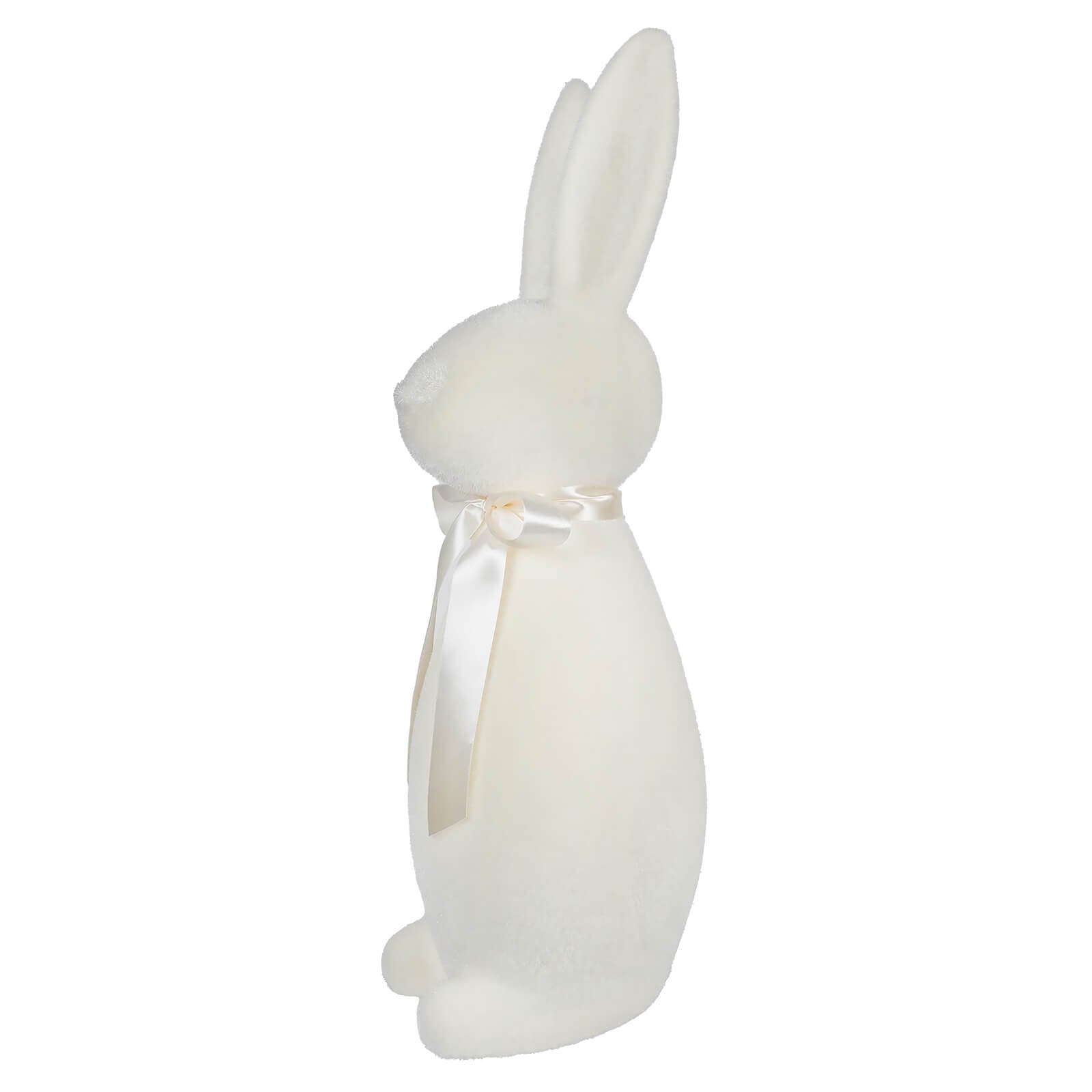 White ceramic rabbit figurine wearing a ribbon bow around its neck.
