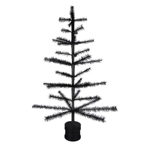 36 inch black halloween feather tree with textured cylindrical base perfect for spooky seasonal decor