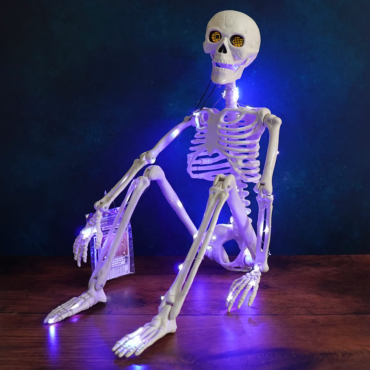 36’’ Purple Lighted Hanging Halloween Moving Eyes Skeleton With Timer - Halloween