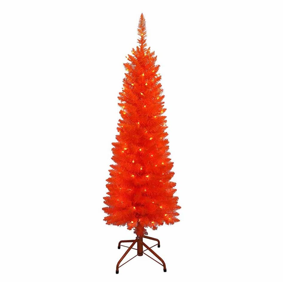 4 Foot Pre-Lit Orange Slim Tree