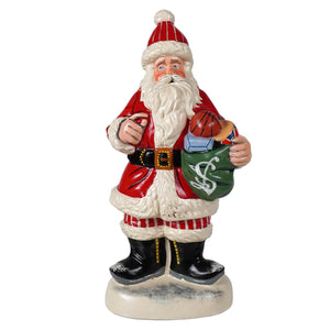 40th anniversary 2024 classic american santa red coat figurine by vaillancourt folk art with green sack and gold belt