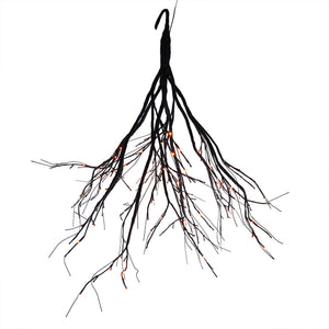 Black spooky tree branch light fixture with warm orange led lights perfect halloween decorations and ornaments