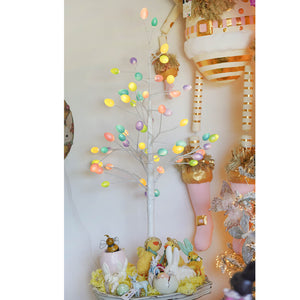 48 inch large white led egg tree with pastel colorful lights perfect for spring and easter trees lighted decor