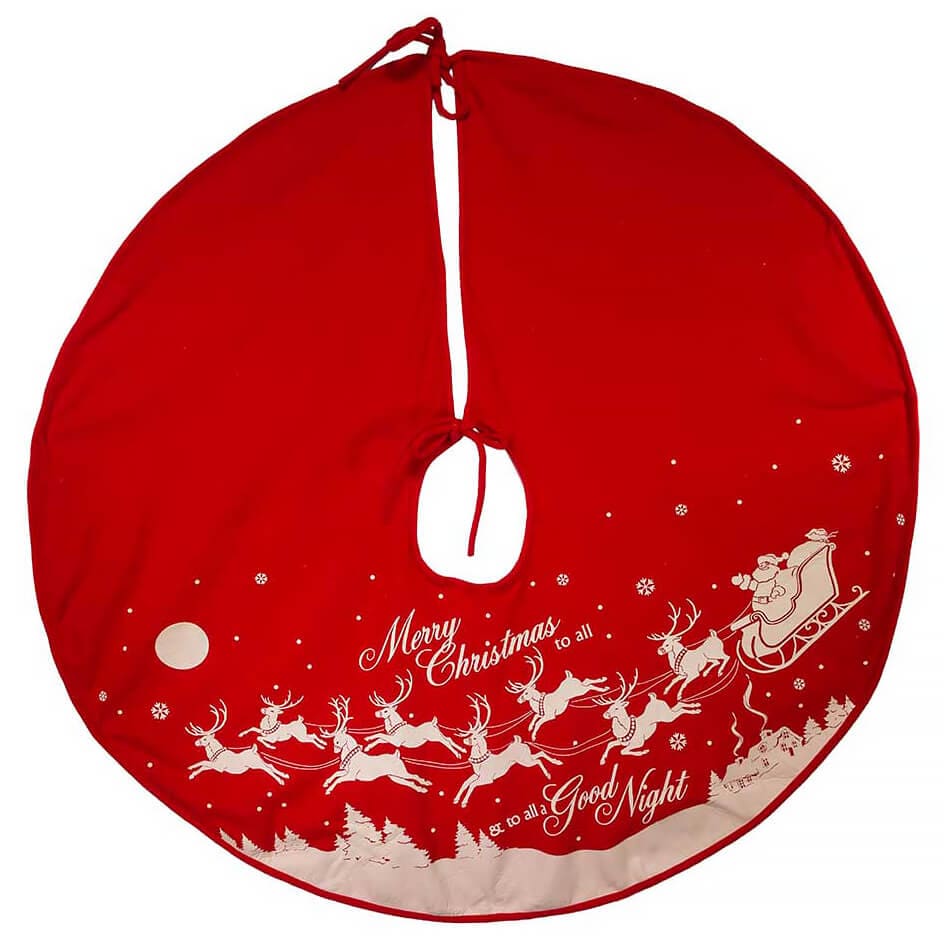 48" Reindeer & Santa Red Tree Skirt