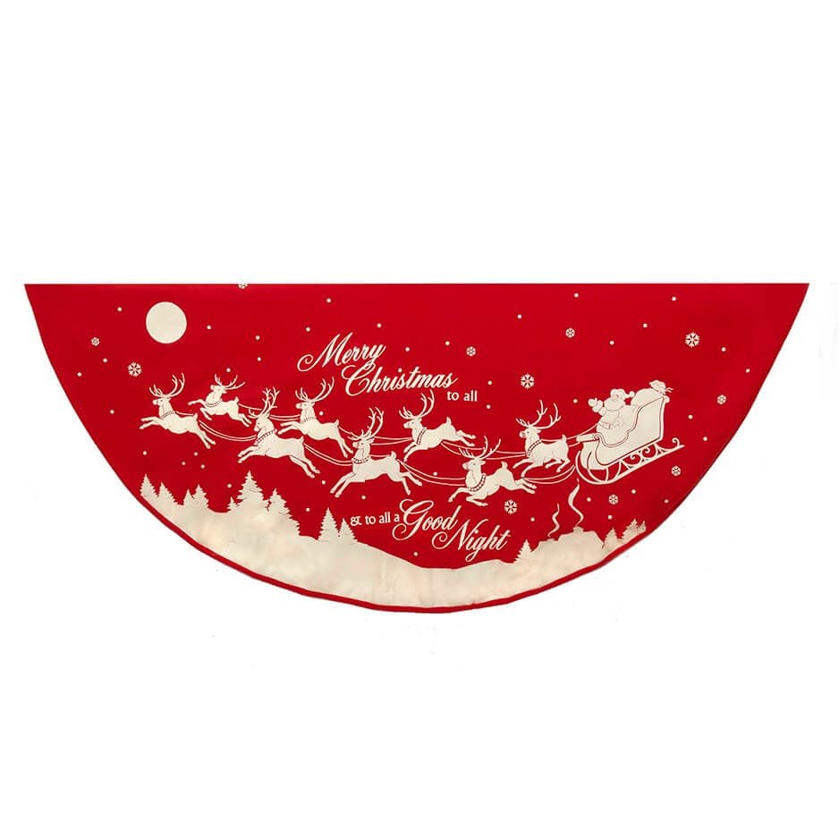 48" Reindeer & Santa Red Tree Skirt